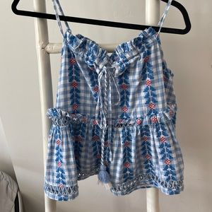 Dodo Bar Or Ruffled Embroidered Tank size S